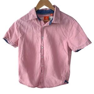 Free Planet Men's Light Pink Short Sleeve Button-Down Shirt